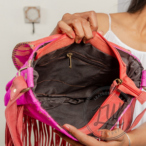 LW 2024 Sac de messager en cuir de vachette véritable fabriqué à la main et personnalisé à sangle unique Sac à franges portable pour femmes-pour le printemps et l'hiver - Product Image 6