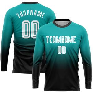 Uniforme de fútbol de manga larga personalizado para hombre Jersey y pantalones cortos de equipo degradado OEM ODM Kits de fútbol al por mayor Nombre y logotipo personalizados - Product Image 2