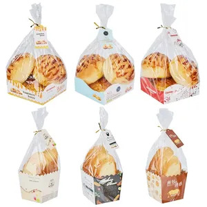 Sacs à pain personnalisés à fond carré transparent pour biscuits Pain alimentaire et dessert Cuisson du pain Sacs à pain en plastique transparent BOPP Sacs d'emballage
