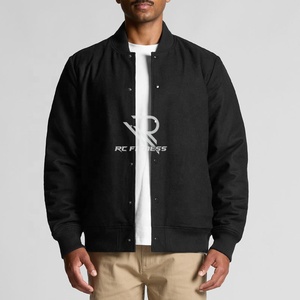 Men's Black Varsity Jacket Fleece <b>Material</b> Turn-down Collar Regular Fit Casual Style Front Logo Heat-Transfer Printing - Product Image 5