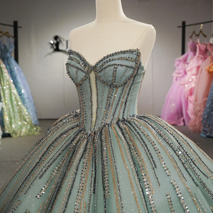Vestido de Gala Lujoso Dy6960 Verde Menta con Hombros Descubiertos, de Gasa Sólida Vintage y Tul en Capas, para Fiesta de Promoción o Quinceañera - Product Image 5