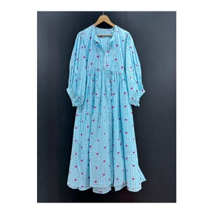 Vestido Midi acampanado de verano con estampado de algodón puro a la moda, cintura Natural con borlas, ligero, cómodo para informales - Product Image 1