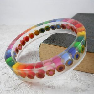 HACIENDO Joyería Resina Acrílico Pulsera Brazalete Exagerado Deslumbrante Multicolor Ancho Irregular Cuadrado Acrílico Pulseras para - Product Image 6