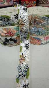 ลูกไม้ปักลายดอกไม้ทำเองทำจากด้ายสีเทาปักลายดอกไม้เพื่อใช้เป็นเส้นขอบและขอบ - Product Image 5