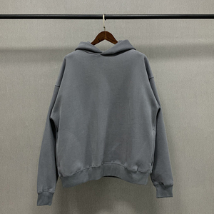 Sudadera con capucha de gran tamaño con hombros caídos para hombre, sudadera térmica de algodón 100% de alta calidad, patrón sólido, lavado con ácido, Invierno - Product Image 3