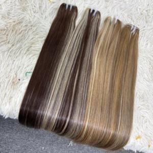 100% Extensions de cheveux humains bruts vietnamiens Genius Weft Hair Bundle in Natural Straight Piano Color Toutes les tailles - Product Image 3