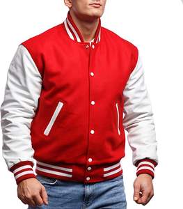 Venta al por mayor de cuero de lana Chaquetas de hombre en blanco Chaquetas de mujer Chaquetas universitarias de hombre lisas sólidas - Product Image 3