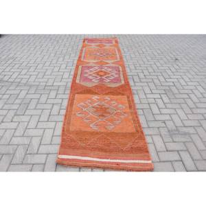 Tapis Vintage en Laine Turque Orange Violet 28X113 pieds Tissage Plat Patchwork Design Salon Tapis en Latex pour la Décoration Intérieure 4m - Product Image 1