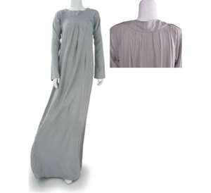 Meilleure vente Longue robe islamique grise Abaya en tissu de bambou écologique et résistant aux UV Burka Plis sur le devant Musulman traditionnel - Product Image 1