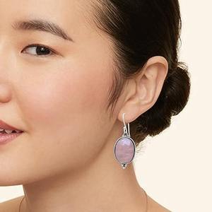 Women's <b>Fine</b> Jewelry 925 Solid Sterling Silver Dangle <b>Earrings</b> with Rose Quartz Gemstone Fashionable Accessory for Girls - Product Image 3