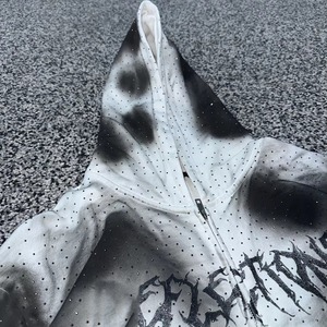 Sudaderas con capucha con cremallera y diamantes de imitación de peso pesado personalizadas, sudaderas con capucha de gran tamaño desteñidas por el sol con cremallera, sudaderas con capucha 2026 - Product Image 2