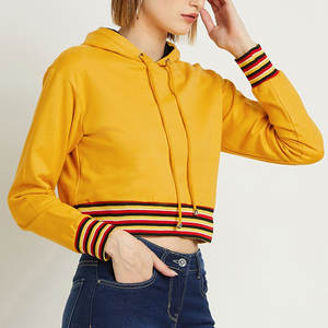 OEM Service Crop Top Sweats À Capuche Vente Directe À Manches Longues Court Longueur Sweats À Capuche Femme Tissu Doux sweats À Capuche - Product Image 5