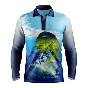 Polo de pesca de manga larga de poliéster UV sublimación antibacteriana personalizada para adultos y niños - Product Image 2