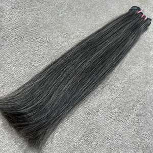 Extensions de cheveux indiens gris foncé, double trame, 100% vierges, cuticules alignées, texture douce, vente en gros, tissage de cheveux - Product Image 5