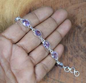 Amethyst 925 <b>Silver</b> Bracelet Adjustable Gemstone February Birthstone Handmade Jewelry Elegant Gift For <b>Women</b> - Product Image 6