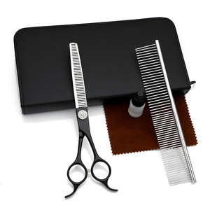 Profesional BHY ANAAIF reutilizable 7,0 pulgadas instrumento veterinario mango negro diamante tornillo adelgazamiento Acero inoxidable perro aseo - Product Image 1