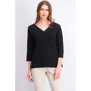 Canotta da Donna Karen Scott Traspirante Stile Vintage Chic Nera con Bordo a Occhielli Taglia Unica Stile Casual con Maniche Eleganti - Product Image 1