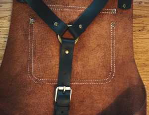 Parrilla de cuero de grano completo ajustable delantal reutilizable para barbacoa y herramienta de carpintería para hombres con bolsillo de soldadura - Product Image 4