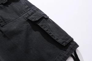 Pantalones cortos de trabajo Cargo sólidos negros informales para hombre, ropa de calle teñida Lisa transpirable con logotipo personalizado de alta calidad, personalizable - Product Image 3