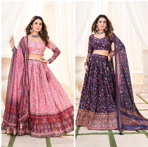 Lehenga choli คอลเล็คชั่นที่มีคุณภาพระดับพรีเมี่ยมเครื่องแต่งกายงานแต่งงานสีชมพูมีสไตล์สำหรับผู้หญิง - Product Image 6