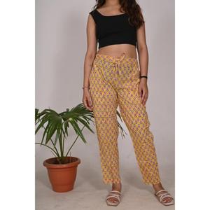 Pyjama en coton imprimé bloc à la main pour femmes vêtements de nuit doux à taille élastique, pantalon de salon imprimé fleuri, pantalon décontracté - Product Image 5