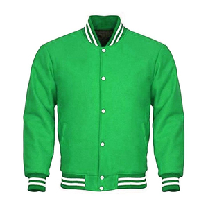 Veste de baseball varsity pour homme, sur mesure, de haute qualité, en gros, avec col montant et broderie sur le devant - Product Image 3