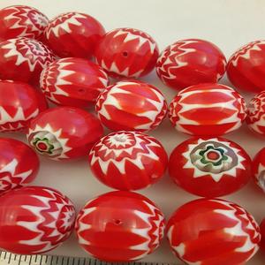 Grandes perles de Bohème Chevron en couches faites à la main rouges en gros approvisionnement en vrac perles de verre au chalumeau en cristal pour la fabrication de bijoux - Product Image 4