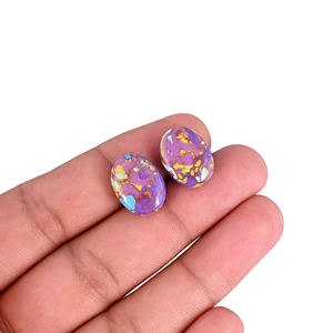 อัญมณีทรงรีสีม่วงเทอร์ควอยซ์อัญมณีหลวมสำหรับทำเครื่องประดับต่างหูขายส่งมาก - Product Image 4