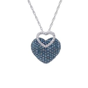 Collar con Colgante de Corazón de Diamante Azul, Cadena de Plata de Ley 925 para Mujer, Joyería para Boda y Compromiso - Product Image 2