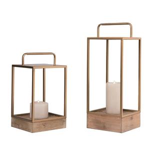 Juego de dos farolillos de madera Portavelas hecho a mano de calidad superior Excelente calidad Farol de madera de lujo al por mayor - Product Image 2