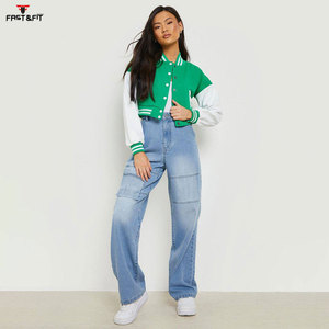 Diseño personalizado de alta calidad señoras recortadas chaqueta de béisbol Top Trend Varsity chaqueta para las mujeres - Product Image 3