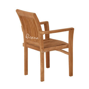 Silla de comedor de teca apilable moderna y duradera con acabado natural para uso en parques y apartamentos - Product Image 4