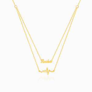 Collier à couches personnalisé en or Design de battement de coeur à la mode - Product Image 2