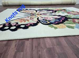 Handmade wool multi color soft hand tufted modern butterfly rug for <b>bed</b> room kids room - Product Image 5