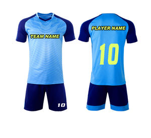 Conjunto de fútbol de sublimación personalizado, camiseta de poliéster de alta calidad transpirable, pantalones cortos de cintura acanalada con cuello en V para invierno con patrocinador - Product Image 1