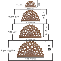 Tête de lit de luxe en bois sculpté à la main, style artisanal naturel, éclairée et réglable en hauteur, pour mobilier de maison