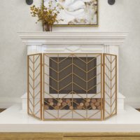 Écran de cheminée en métal contemporain avec motif chevron, en laiton et fer, protection contre les étincelles de feu, couverture décorative en maille de sécurité pour intérieur