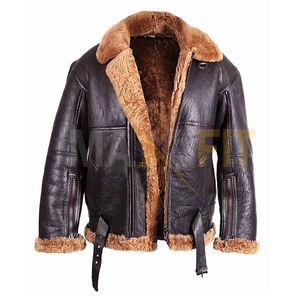 เสื้อแจ็คเก็ตหนังแท้สำหรับผู้ชาย, คอลเลคชั่น2024ฤดูหนาวปรับแต่งได้เสื้อแจ็กเก็ตหนังสีน้ำตาลเนื้อผ้าระบายอากาศได้ดี - Product Image 1