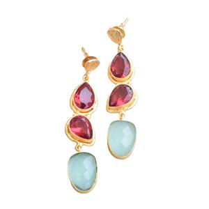 Pendientes de Latón al por Mayor, Piedra Orgánica a Granel, Acabado de Latón Satinado, Diseño Único, Chapado en Oro de 18K de Primera Calidad, Unisex, Calcedonia, B2B - Product Image 6