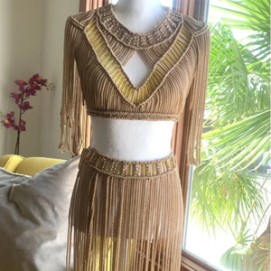 Vestido bohemio de macramé para fiesta de playa, Top corto para mujer, Vestido de playa de macramé - Product Image 1