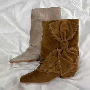 Botines de tacón grueso para mujer, de cuero, con cremallera lateral, informales, a la moda, cómodos, con punta en pico, estilo stiletto. - Product Image 1