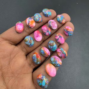 <b>Pink</b> Oyster Copper Turquoise Smooth Oval Shape Cabochon High Quality Loose Gemstone for Jewelry Making 12x16mm Wholesale Lot - Product Image 1