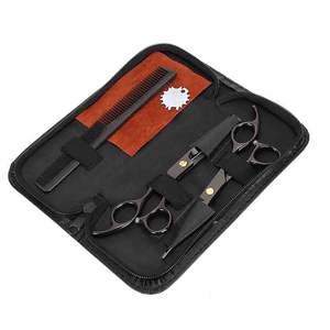 ชุดกรรไกรช่างตัดผม3ชิ้นชุดกรรไกรตัดผมสีดำ - Product Image 4