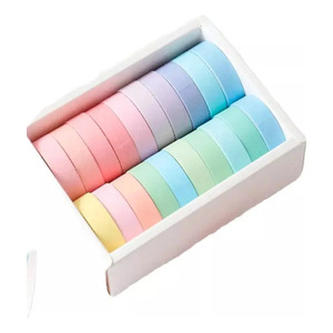 Cinta Adhesiva Decorativa Washi, 20 Colores Pastel Sólidos Multicolor - Colores Surtidos en Stock - Product Image 1