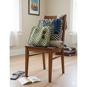 Bolsa de Mano de Algodón Reciclado con Estampado de Puntos Negros, con Cierre, Ecológica, Reciclable, Asa Larga, para Compras, Uso Diario, Tamaño Mediano - Product Image 3