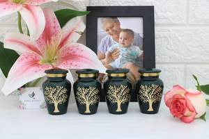 Small Green <b>Urns</b> - Tree of Life Keepsake Set of 4 - <b>Mini</b> <b>Urns</b> <b>for</b> Human <b>Ashes</b> Male & Female - Handcrafted Cremation <b>Urns</b> - Product Image 2