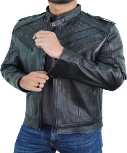 Chaqueta de cuero OEM 2025 para hombre, cuello de polo, estilo camisa Vintage, chaquetas de cuero para hombre de piel de cordero Real - Product Image 1