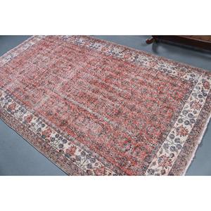 Tapis turc vintage, grand tapis de 5,2 x 9,2 pieds, tapis à motifs floraux rouges - Product Image 4