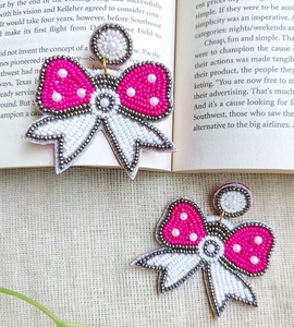 Boucles d'oreilles perlées vintage pour femmes couleur patriotique orange blanc bleu pour mariage et jour du souvenir - Product Image 2