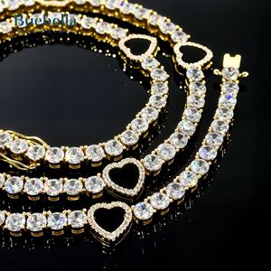 Vente chaude 925 Argent 14K Plaqué Or 4mm Icy Black Heart Chaîne De Tennis Nouveaux Colliers Moissanite À La Mode - Product Image 4